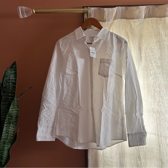 J. Crew Button-up Oxford Shirt In Signature Fit White 100% Cotton NWT Size M - Picture 2 of 8